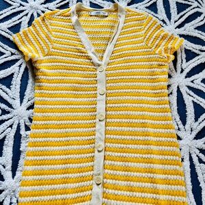 Yellow and White Knit Dress